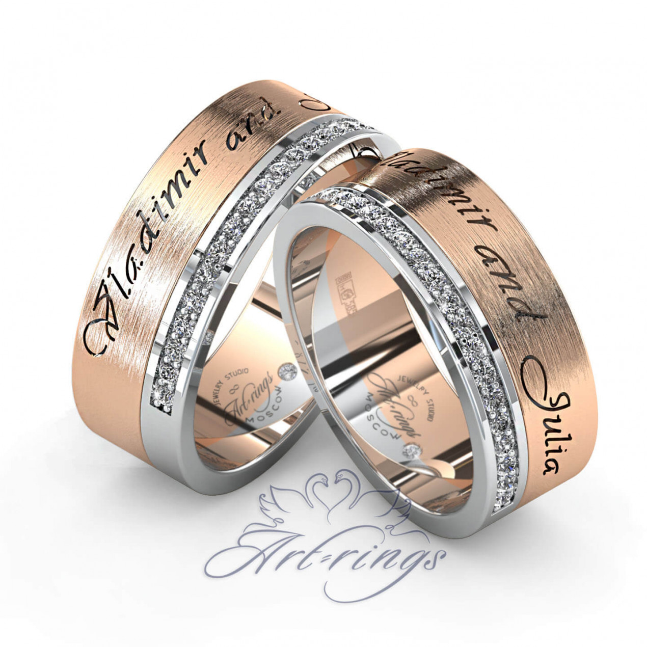 Обручальные кольца с гравировкой внутри кольца имена